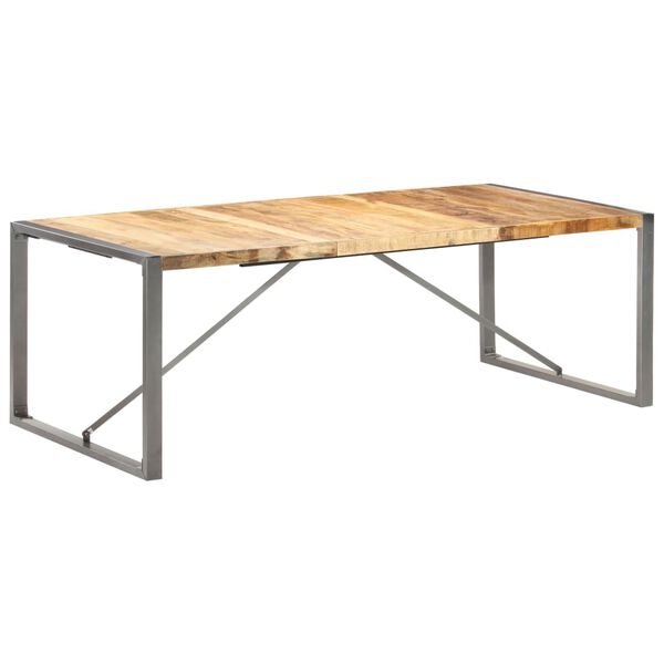 vidaXL Dining Table Brown and Grey Rough Mango Wood and Steel Large