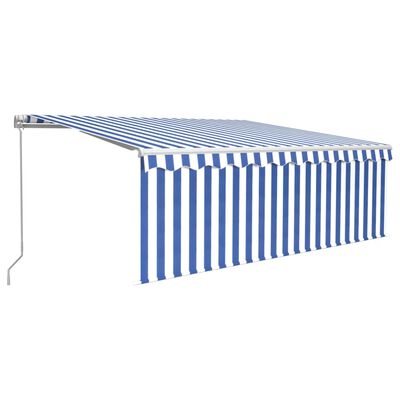 vidaXL Manual Retractable Awning with Blind 13.1'x9.8' Blue&White