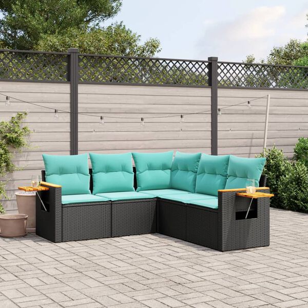 vidaXL Patio Sofa Set Black, Blue