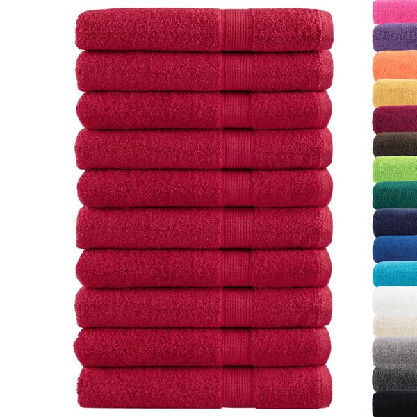 vidaXL Sauna Towel Set of 10 Red 100% Cotton Large Bath Towel