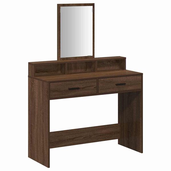 vidaXL Dressing Table with Drawer Brown Oak 39.37 x 16.14 x 55.12 in