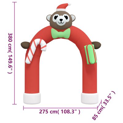 vidaXL Christmas Inflatable Arch Gate LED 149.6"