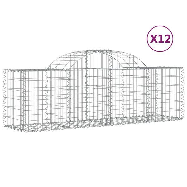 vidaXL Gabion Basket Set of 12 Silver Galvanized iron Large