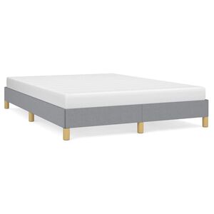 vidaXL Bed Frame Light Gray Polyester Fabric, Plywood, Engineered Wood