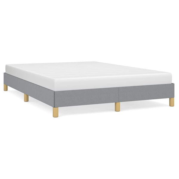 vidaXL Bed Frame Light Gray Polyester Fabric, Plywood, Engineered Wood
