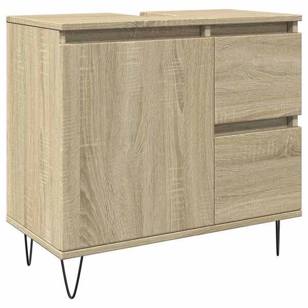 vidaXL Bathroom Cabinet Sonoma oak Engineered wood, iron Medium