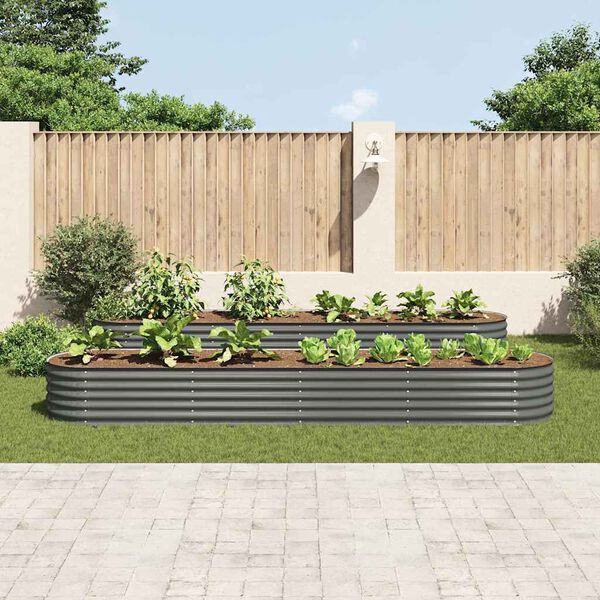 vidaXL Garden Raised Bed Grey Galvanized Steel Extra Large Sturdy