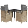 vidaXL 5 Piece Patio Dining Set with Cushions Mix Beige Poly Rattan