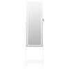 vidaXL Mirror Jewelry Cabinet White Engineered Wood, Glass, Fabric