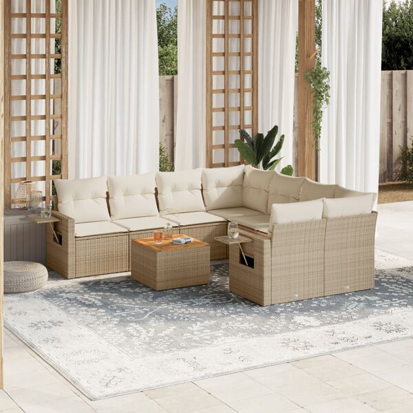 vidaXL Garden Sofa Set Beige PE rattan Large Modular Garden Sofa Set