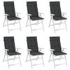 vidaXL Highback Chair Cushion Set of 6 Black 100% polyester