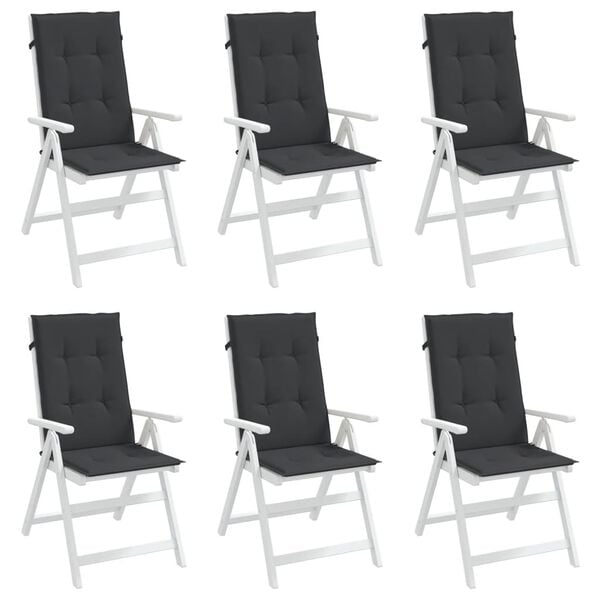 vidaXL Highback Chair Cushion Set of 6 Black 100% polyester