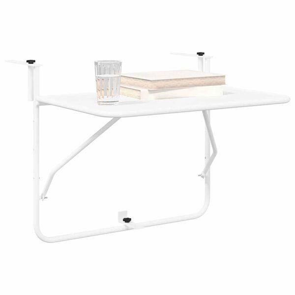 vidaXL Hanging Balcony Table White 60 x 39 x 65 cm Steel
