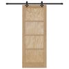 vidaXL Sliding Door Natural and Black 30.71 x 79.53 in Solid Pine Wood