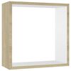 vidaXL Wall Cube Shelf Set of 3 White and Sonoma Oak MDF Small to Medium