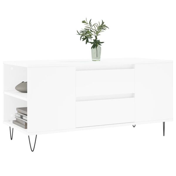 vidaXL Coffee Table White Engineered wood, metal Medium Coffee Table