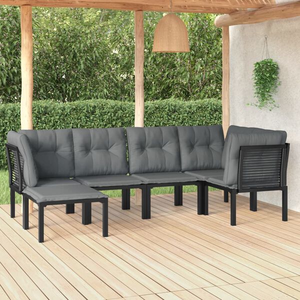vidaXL Garden Lounge Set Black and Dark Grey