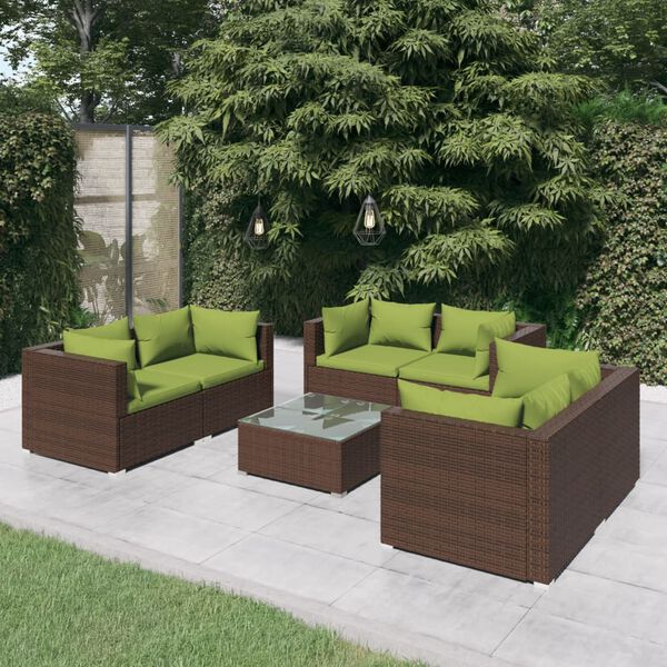 vidaXL Garden Lounge Set Brown and Green