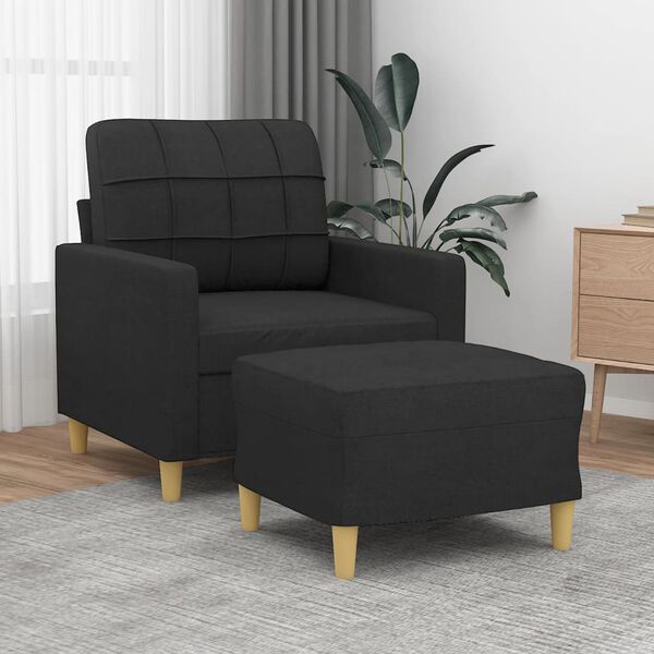 vidaXL Sofa Chair With Footstool Black