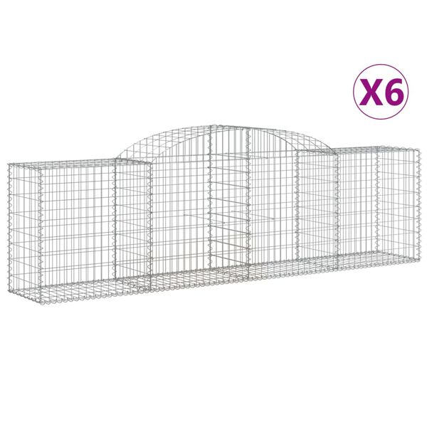 vidaXL Gabion Basket Set of 6 Silver Galvanized iron 118.1x19.7x39.4 in