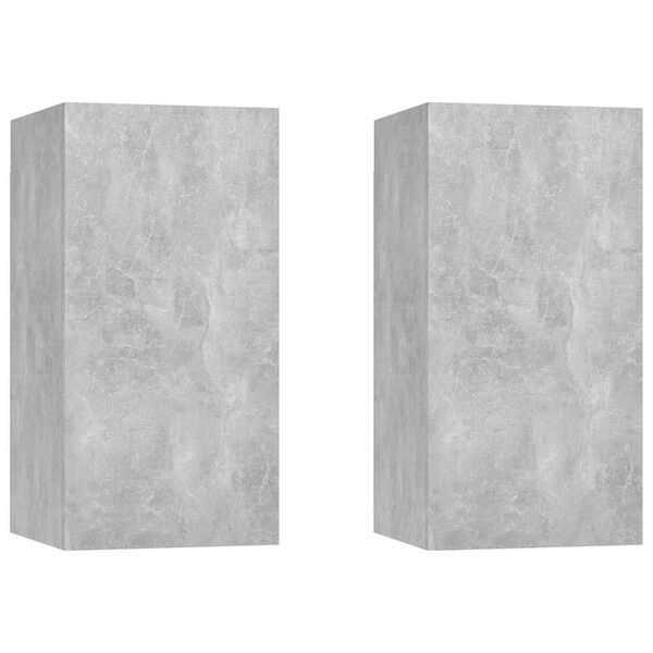 vidaXL Wall TV Cabinet 2 pcs Concrete Grey 12.20 x 11.81 x 23.62 in