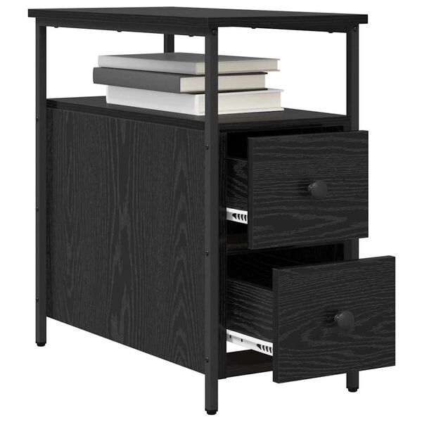 vidaXL Bedside Cabinet Black oak 30 x 60 x 60 cm Engineered wood