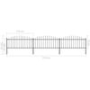 vidaXL Garden Fence with Spear Top Steel 211.4"x29.5" Black