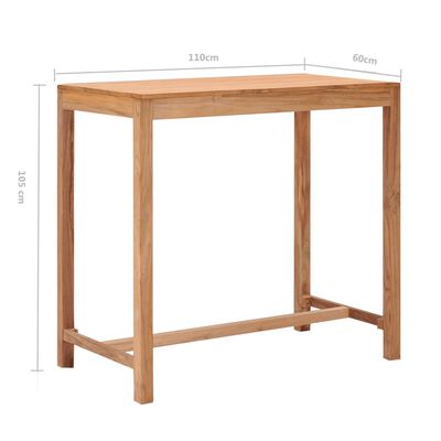 vidaXL Patio Bar Table 43.3"x23.6"x41.3" Solid Wood Teak