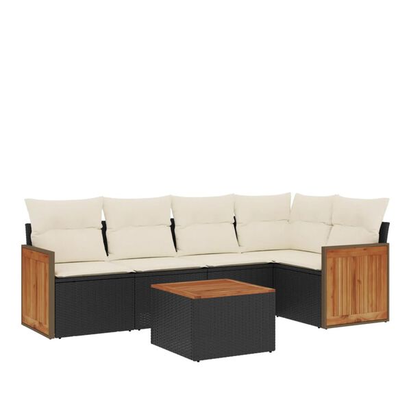 vidaXL Garden Sofa Set Black PE Rattan Big Adjustable Feet