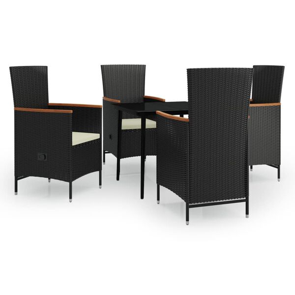 vidaXL Garden Dining Set Black and Cream White