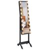 vidaXL Free-Standing Mirror with LED Black 13.4"x14.6"x57.5"