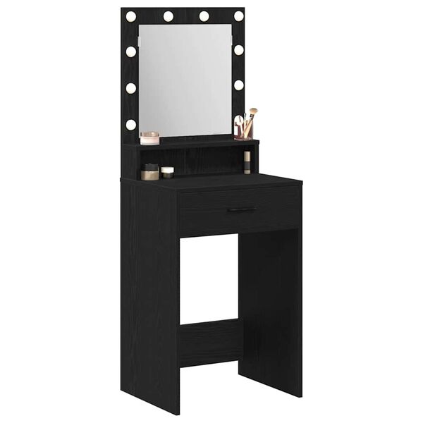 vidaXL Dressing Table with Drawer Black Oak 19.69 x 16.14 x 53.15 in