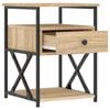 vidaXL Nightstand Sonoma Oak Engineered wood, iron 15.7x16.5x21.7 in
