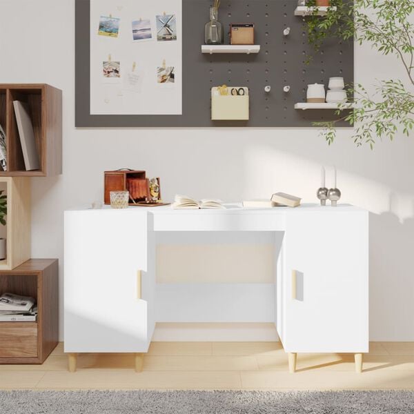 vidaXL Desk White Engineered wood 55.1 in x 19.7 in x 29.5 in Desk