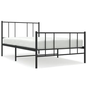 vidaXL Bed Frame Black Powder-coated steel Small Single Storage