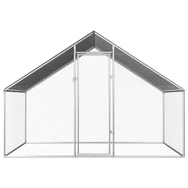 vidaXL Chicken Cage Silver frame + gray roof Galvanized steel, PE roof