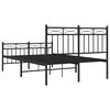 vidaXL Bed Frame Black Powder-coated steel Small Double Bed Frame