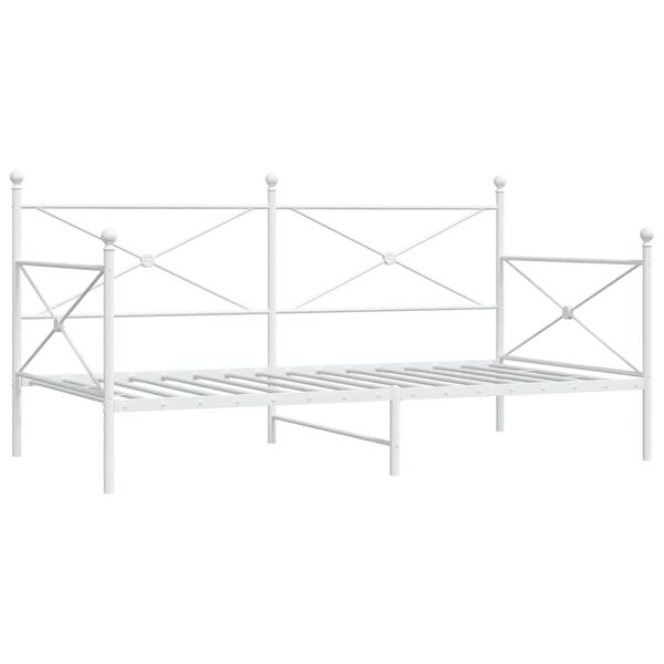 vidaXL Daybed with Trundle White Steel Medium Daybed with Storage