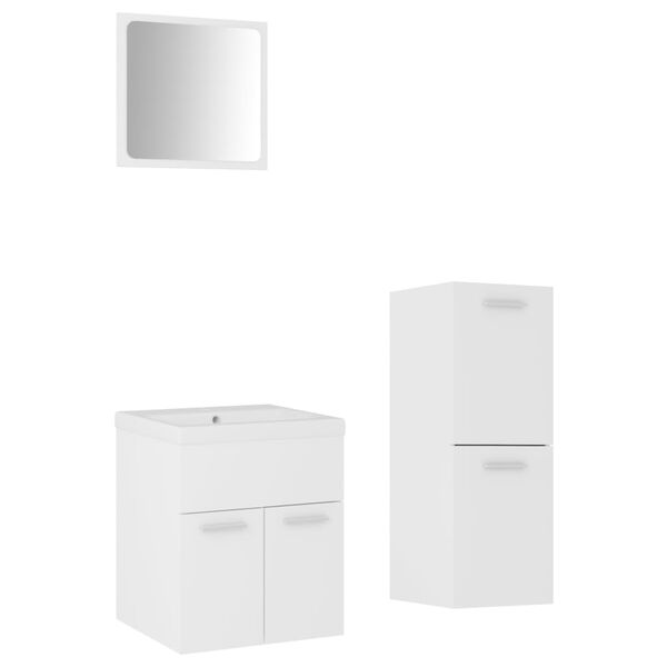 vidaXL Bathroom Furniture Set White Engineered wood, acrylic, ceramic