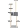 vidaXL Cat Tree Light Grey Engineered wood, plush, sisal 65.7 in Durable