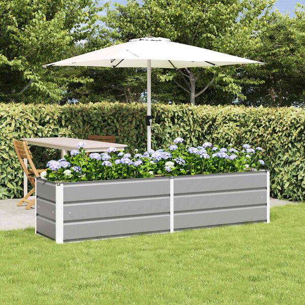 vidaXL Planter Light Grey 480 x 50 x 45 cm Galvanised Steel