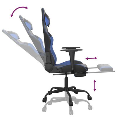 vidaXL Gaming Chair with Footrest Black and Blue Faux Leather