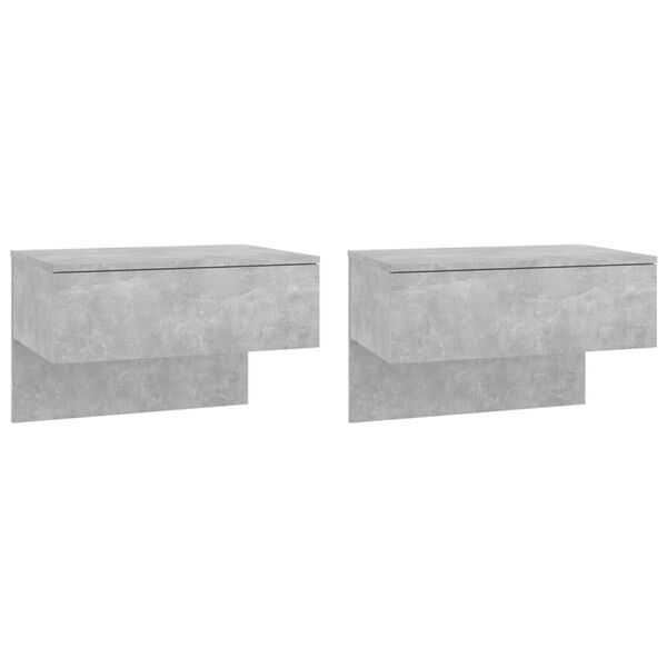 vidaXL Wall-mounted Bedside Cabinet Set of 2 Concrete Grey Engineered wood