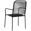 vidaXL Dining Set Black Cotton Rope, Powder-Coated Steel, Tempered Glass