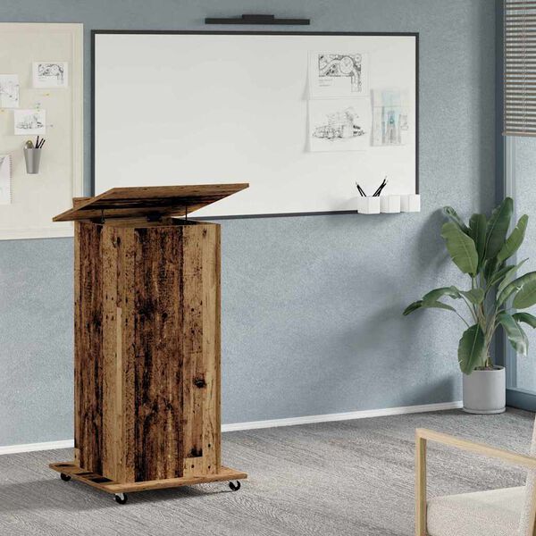 vidaXL Podium Old Wood 21.65 x 21.65 x 42.13 in Engineered Wood