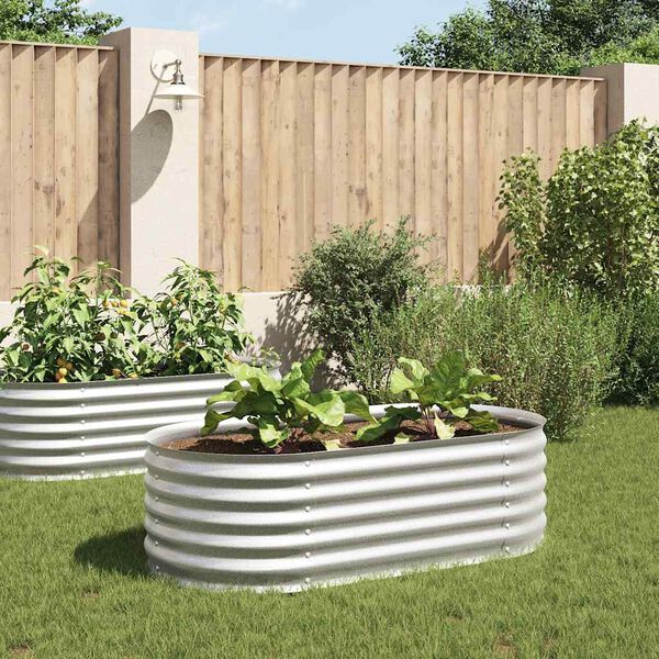 vidaXL Garden Raised Bed Silver Galvanized steel Large Durable