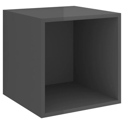 vidaXL Wall Cabinets 2 pcs High Gloss Gray 14.6"x14.6"x14.6" Engineered Wood