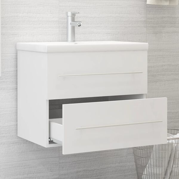 vidaXL Sink Cabinet With Basin White Engineered wood Compact Storage