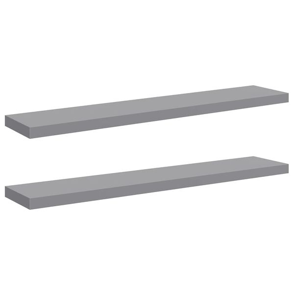vidaXL Wall Shelf Set of 2 Gray Honeycomb MDF, Metal 47.2 in x 9.3 in