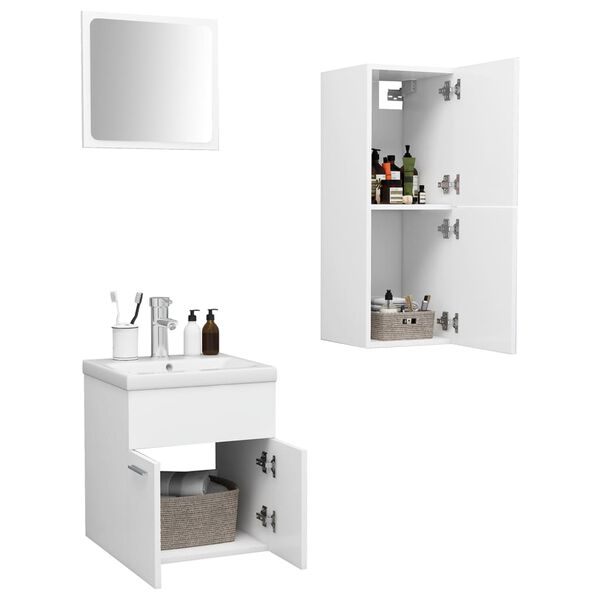 vidaXL Bathroom Furniture Set White Engineered wood Bathroom Furniture Set